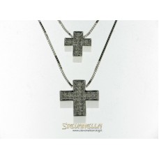 Collana Uomo Donna Con Ciondolo Croce Di Gesù Color Argento Oro In - Foto 6